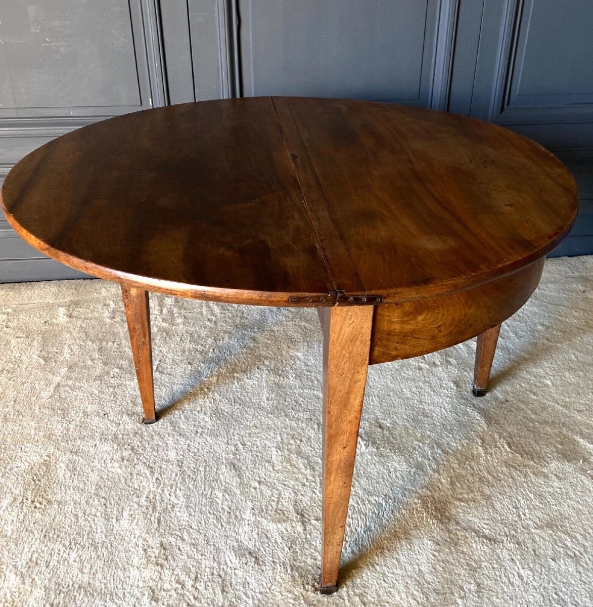 Half-moon Console In Walnut, First Part Of The 19th Century, 3 Feet With System-photo-3