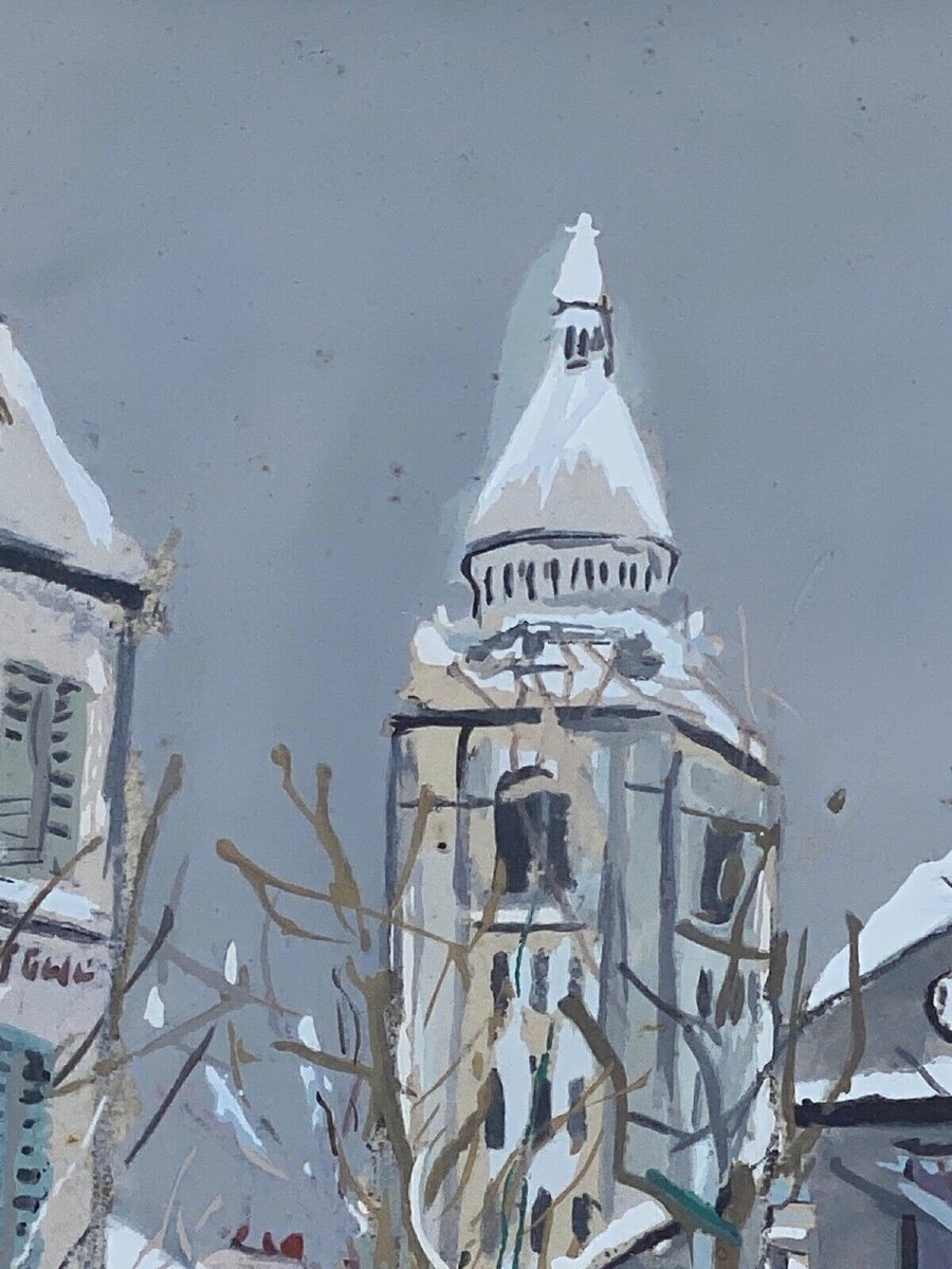 Procédé Maurice Utrillo église Saint-Pierre de Montmartre sous la neige-photo-3