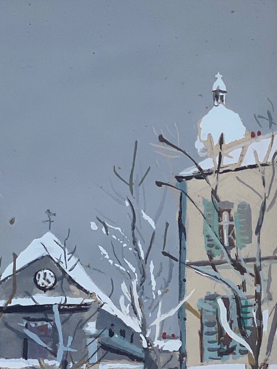 Procédé Maurice Utrillo église Saint-Pierre de Montmartre sous la neige-photo-4