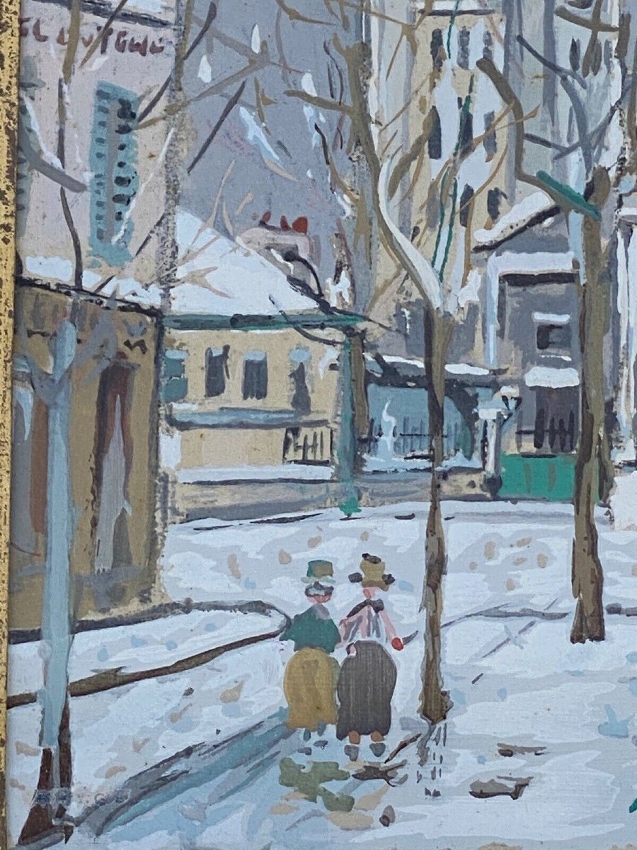 Procédé Maurice Utrillo église Saint-Pierre de Montmartre sous la neige-photo-2