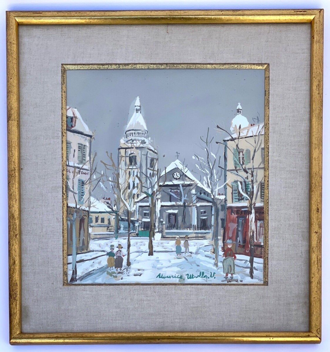 Procédé Maurice Utrillo église Saint-Pierre de Montmartre sous la neige