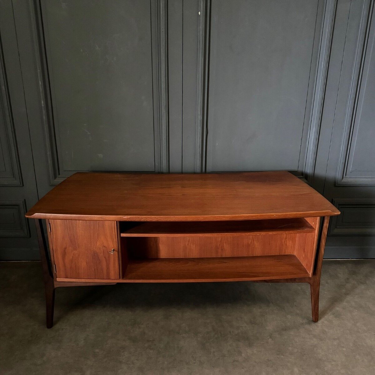 Large Scandinavian Teak Desk By Svend Aage Madsen For Hp Hansen-photo-2