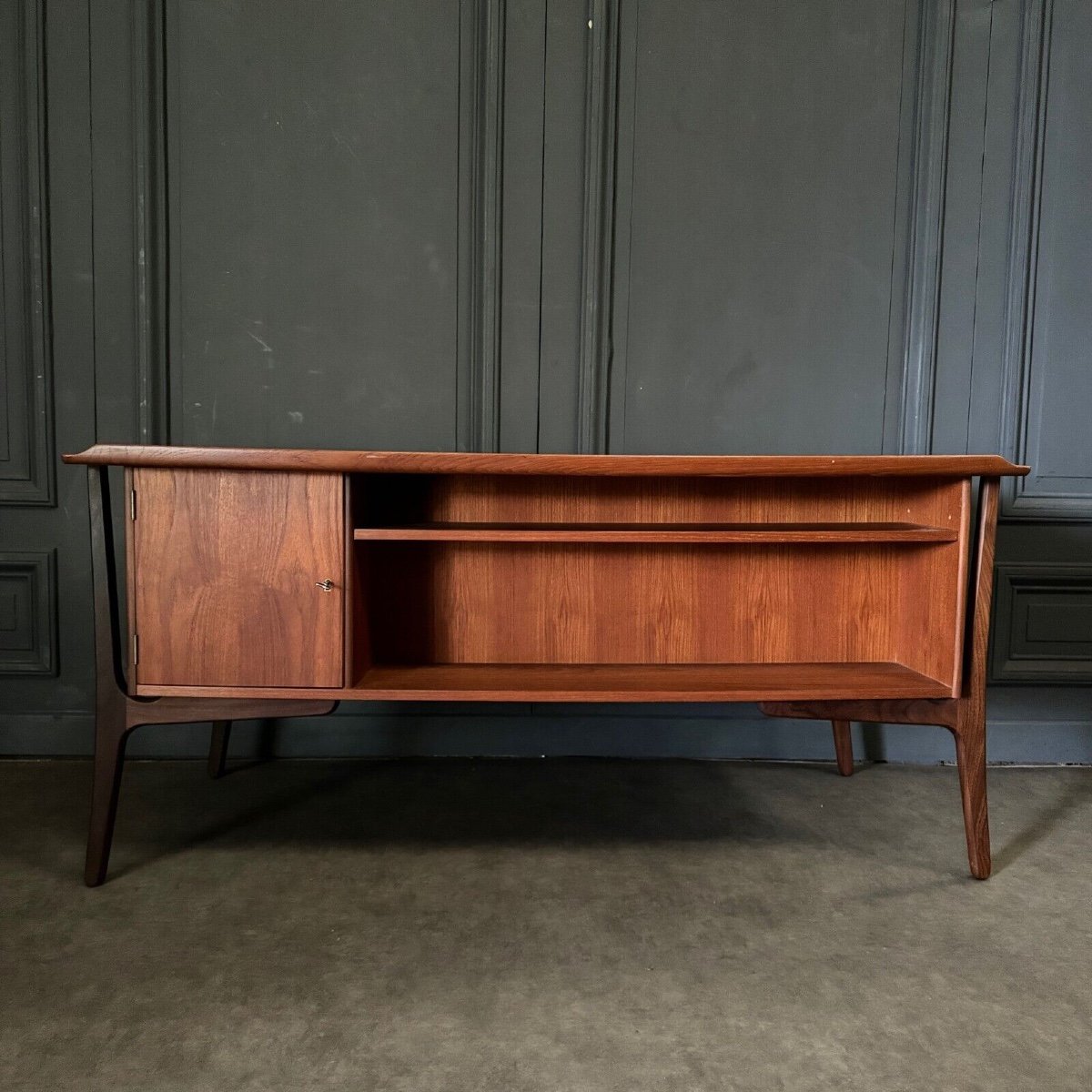 Large Scandinavian Teak Desk By Svend Aage Madsen For Hp Hansen-photo-1