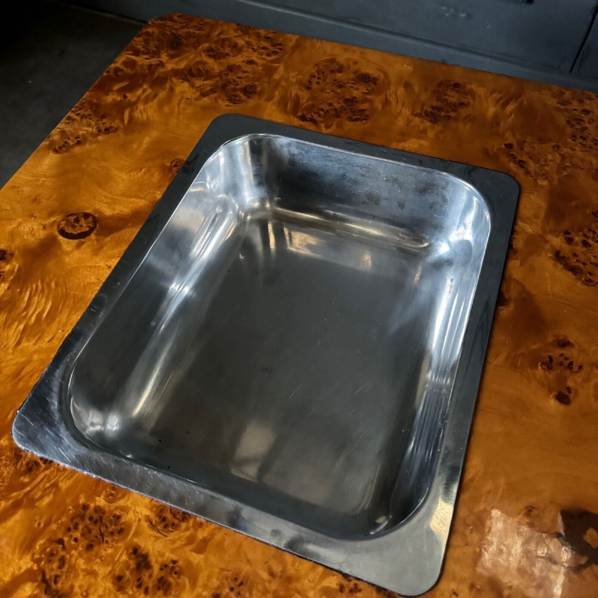 1970 Coffee Table In The Style Of Willy Rizzo In Burl Elm Veneer-photo-1