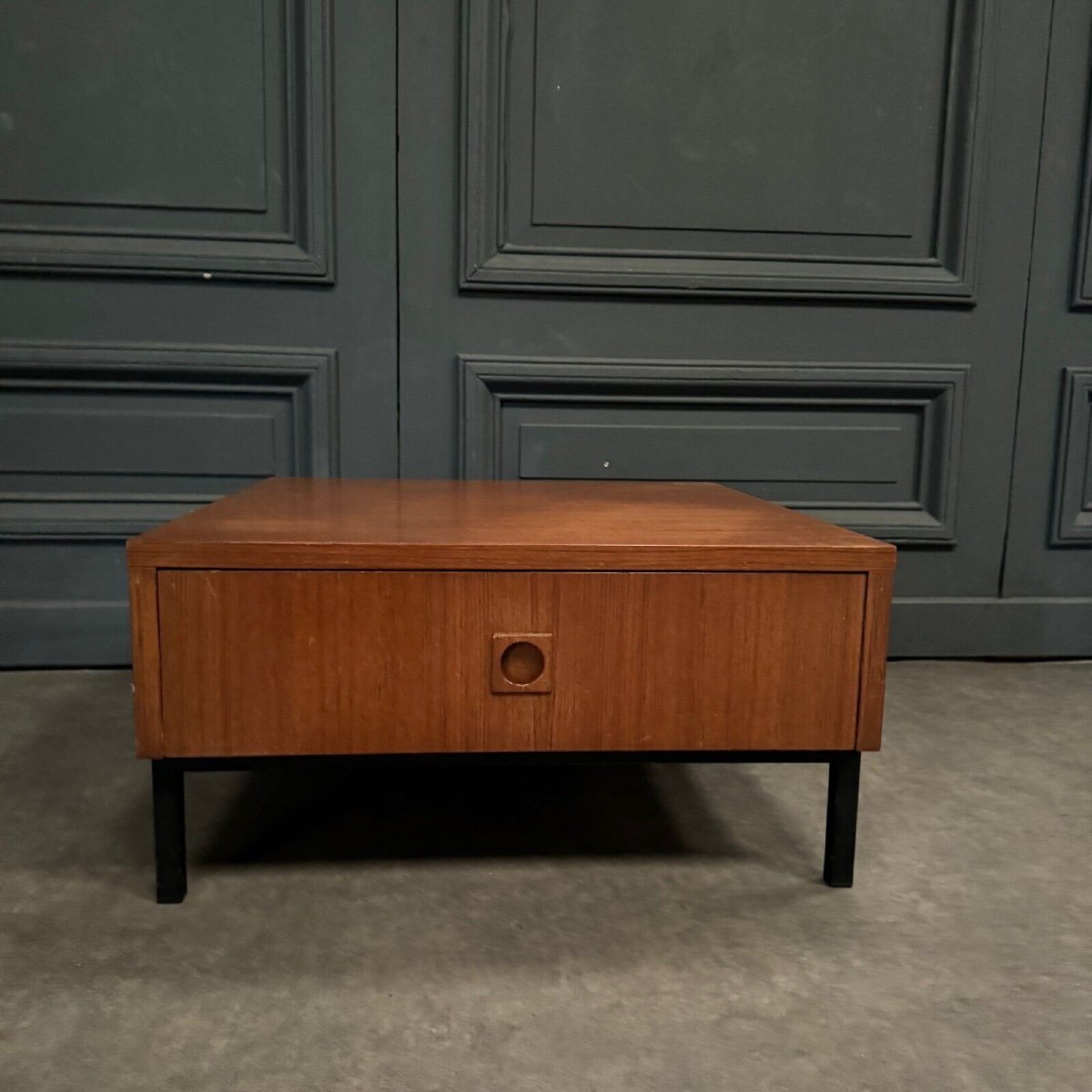 Table basse chevet 1960 scandinave en teck un tiroir-photo-2