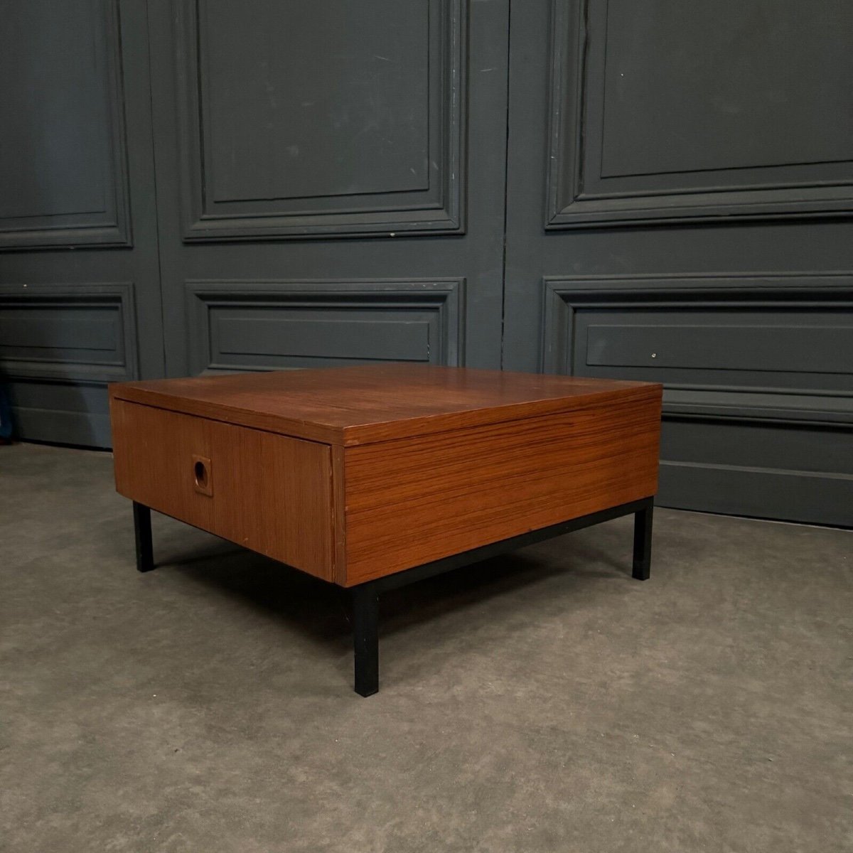 Table basse chevet 1960 scandinave en teck un tiroir-photo-4