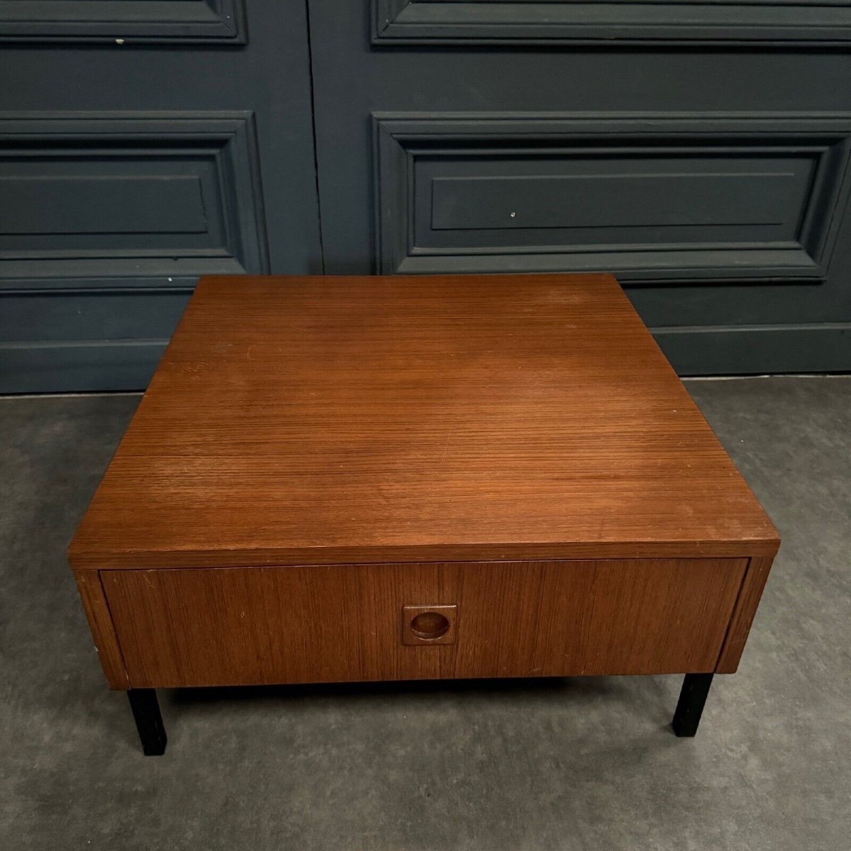 Table basse chevet 1960 scandinave en teck un tiroir