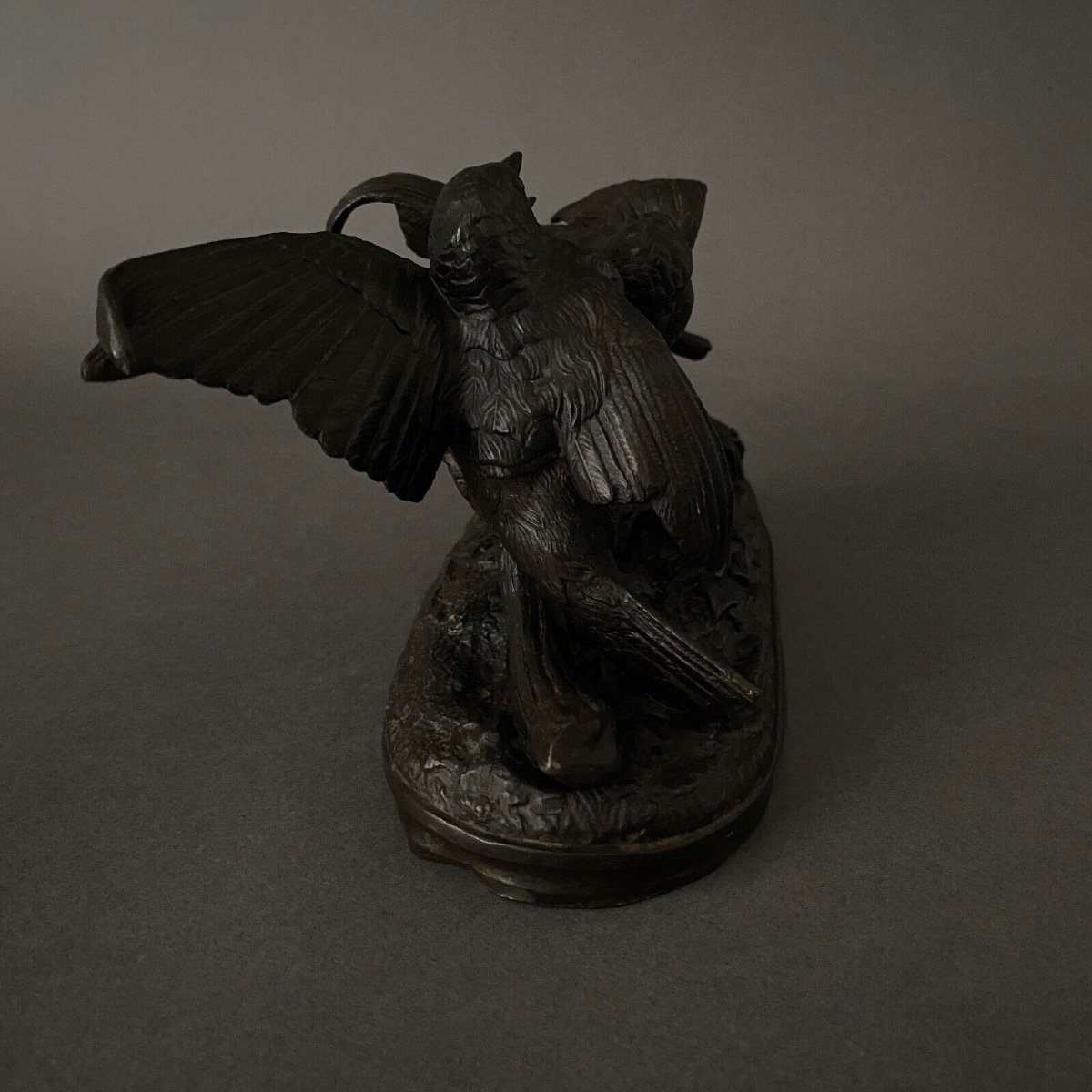 Bronze XIXe représentant un couple d'oiseaux par Chanhomme 1850-photo-1