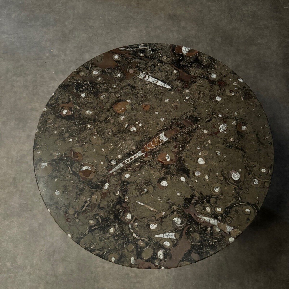 Coffee Table, Fossilized Stone Top, Brutalist Base, 1970s-photo-2