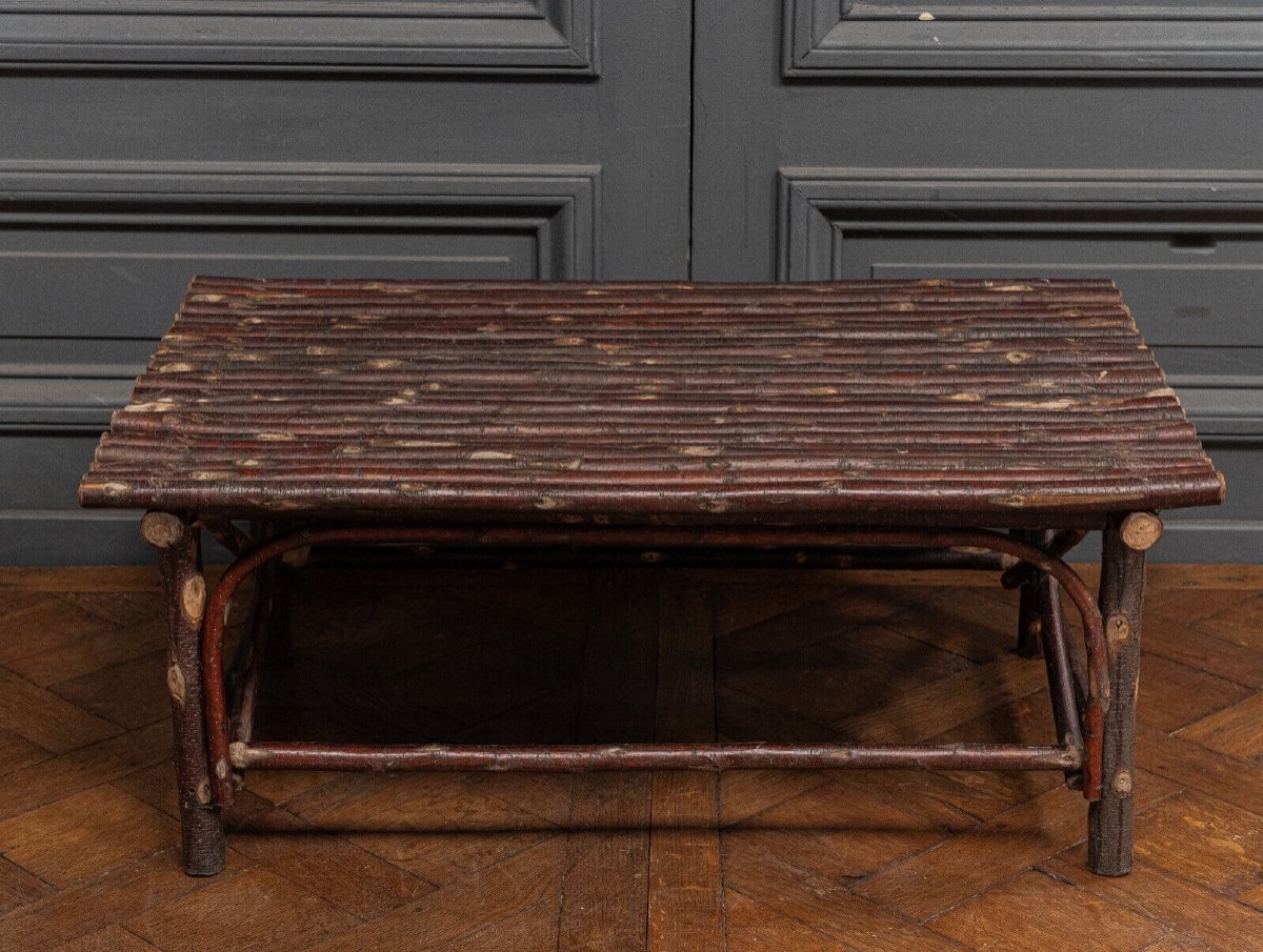 Christian Liaigre Coffee Table In Brutalist Chestnut Logs 1980-photo-2