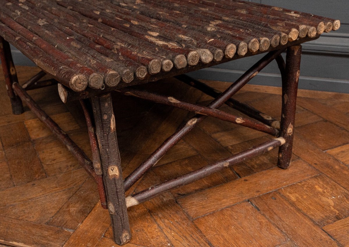 Christian Liaigre Coffee Table In Brutalist Chestnut Logs 1980-photo-7