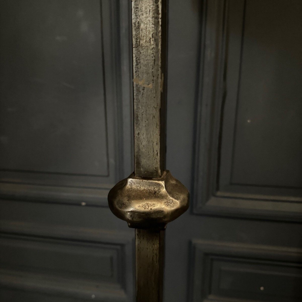 Brutalist Ironwork Floor Lamp 1970 Tripod Base-photo-3