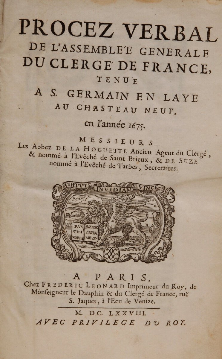 Minutes Of The General Assembly Of The Clergy Of France By De La Hoquette And Suze 1675 Paris-photo-3