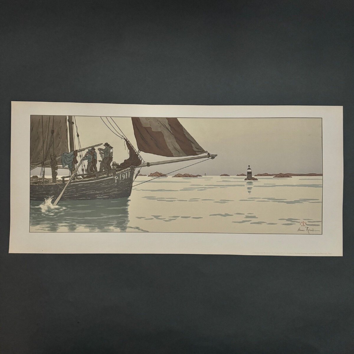 Lithographie par Henri Rivière La Féérie des Heures - Le Calme Plat