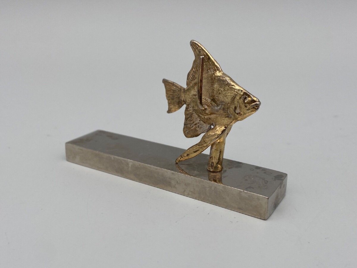 Suite de 12 porte-couteaux poissons en métal argenté bronze doré milieu XXe-photo-6