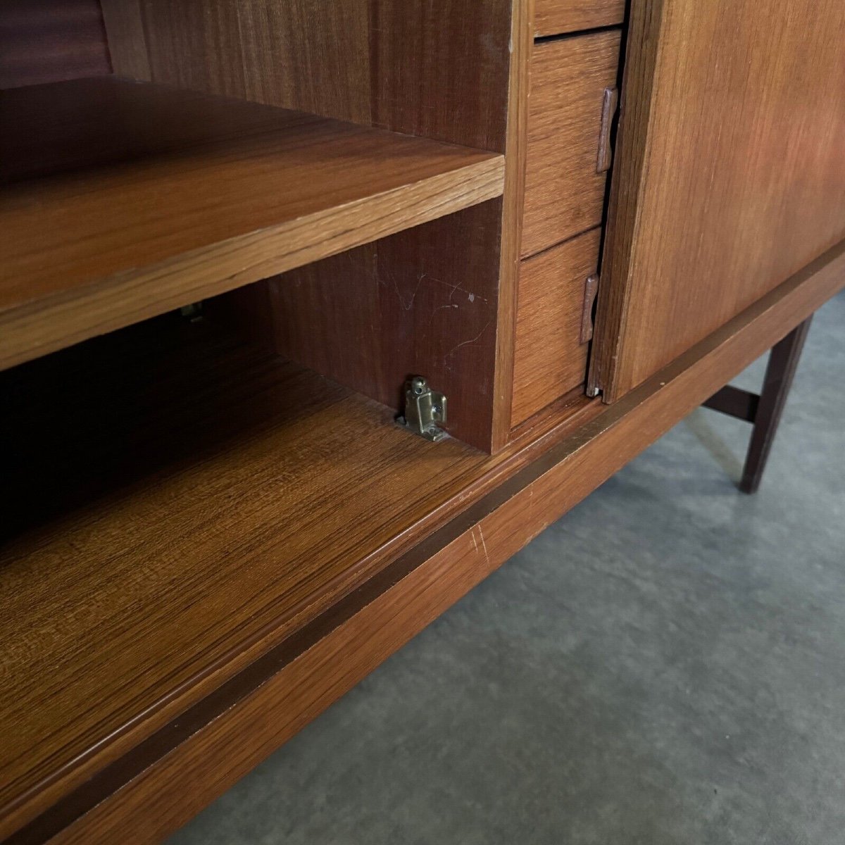 Small Scandinavian Teak Sideboard 1960s Three Drawers-photo-4