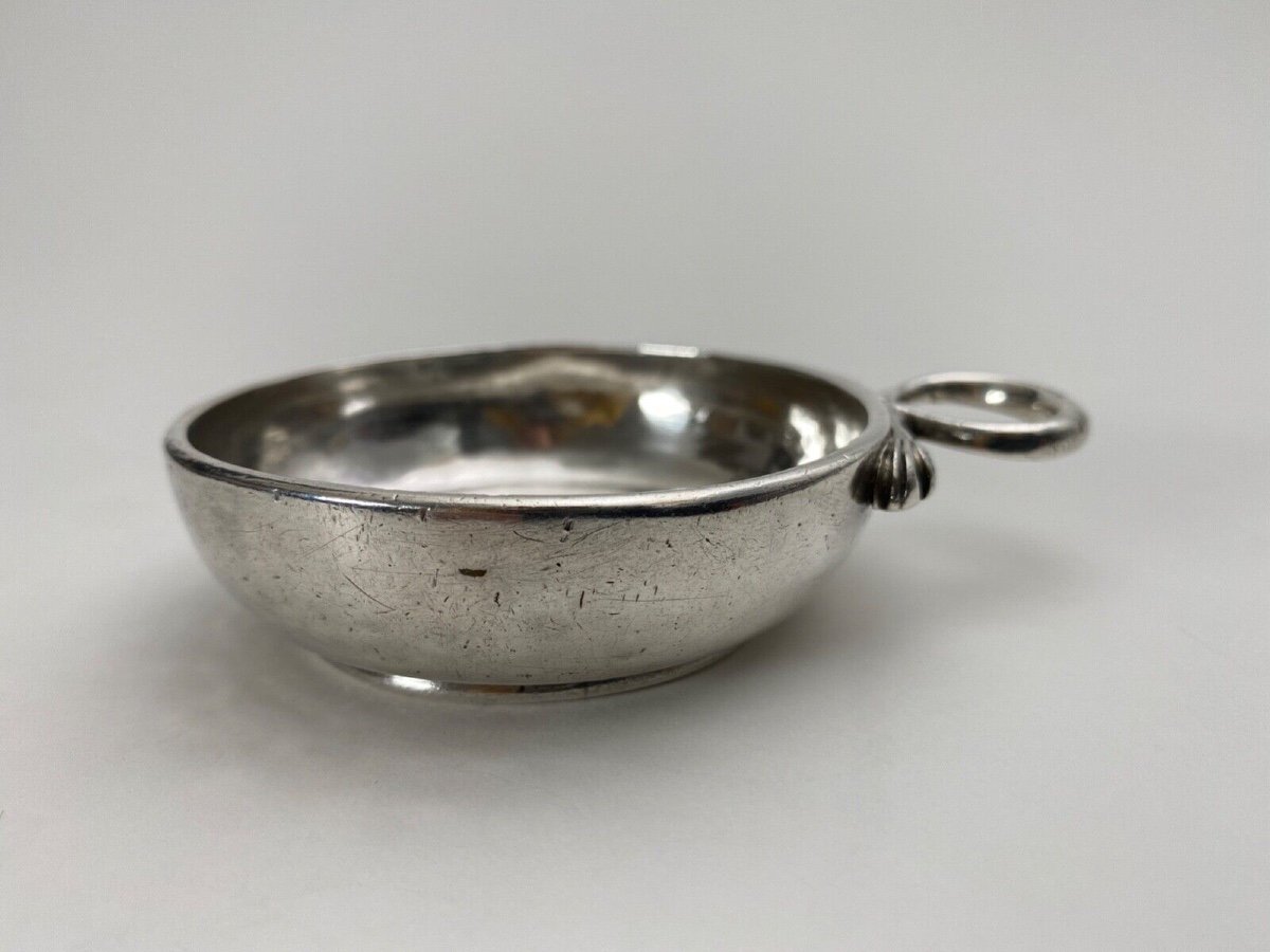 18th Century Silver Tastevin With Rousseau Snake Grip Farmers General-photo-4