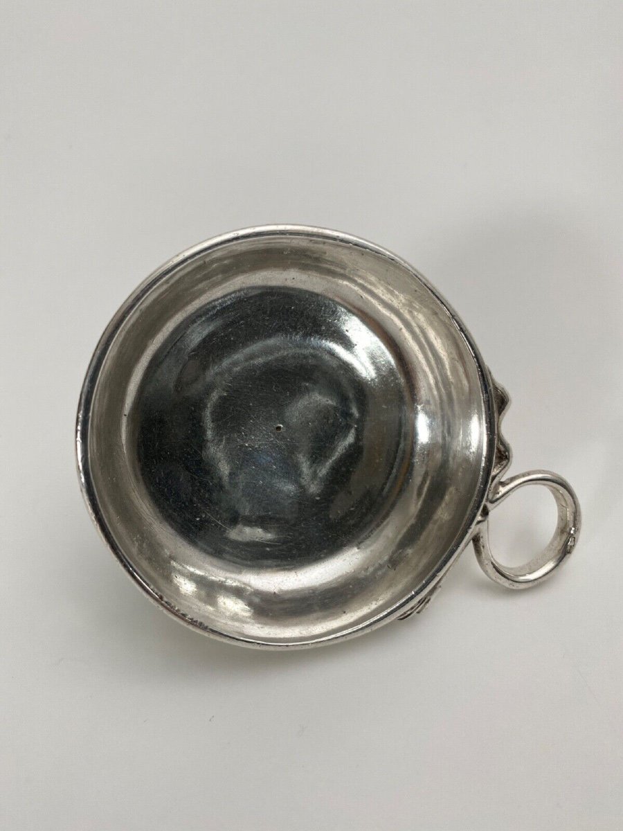 18th Century Silver Tastevin With Rousseau Snake Grip Farmers General-photo-3