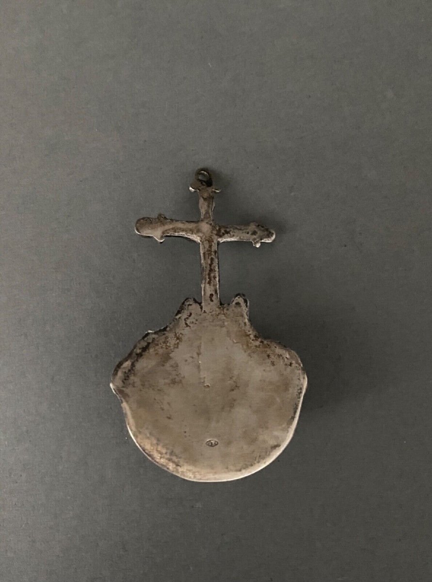 18th Century Silver Holy Water Font With Calvary Decoration-photo-5