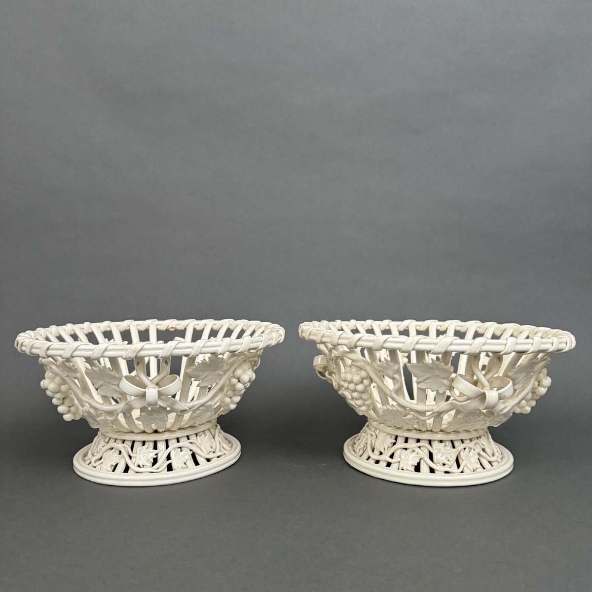 Pair Of Bowls In Fine Woven Langeais Earthenware-photo-2