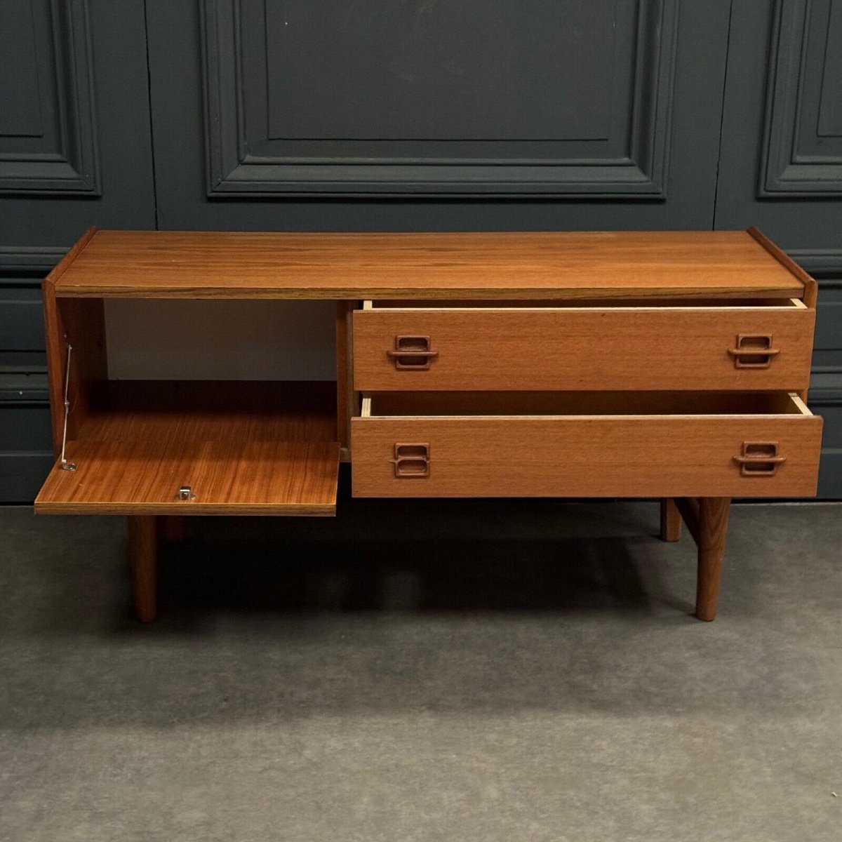 Enfilade scandinave 2 tiroirs 1 niche 1960-photo-3