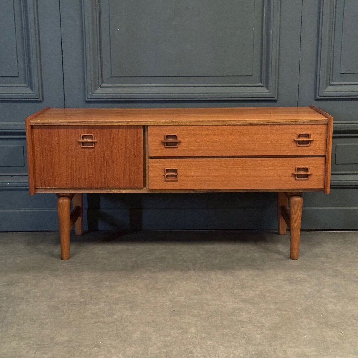 Enfilade scandinave 2 tiroirs 1 niche 1960