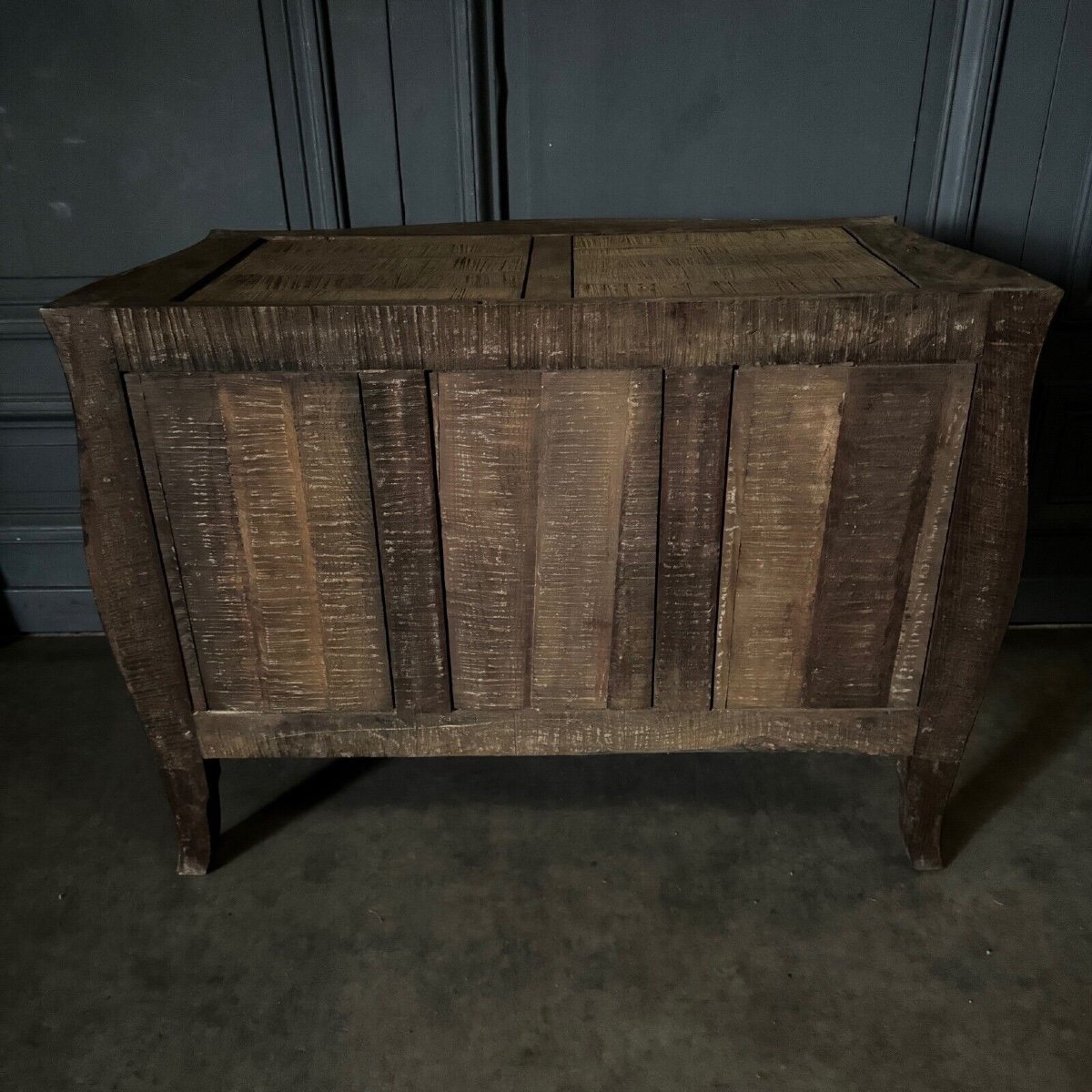 18th Century Louis XV Marquetry Chest Of Drawers With 3 Drawers In Siena Marble-photo-4