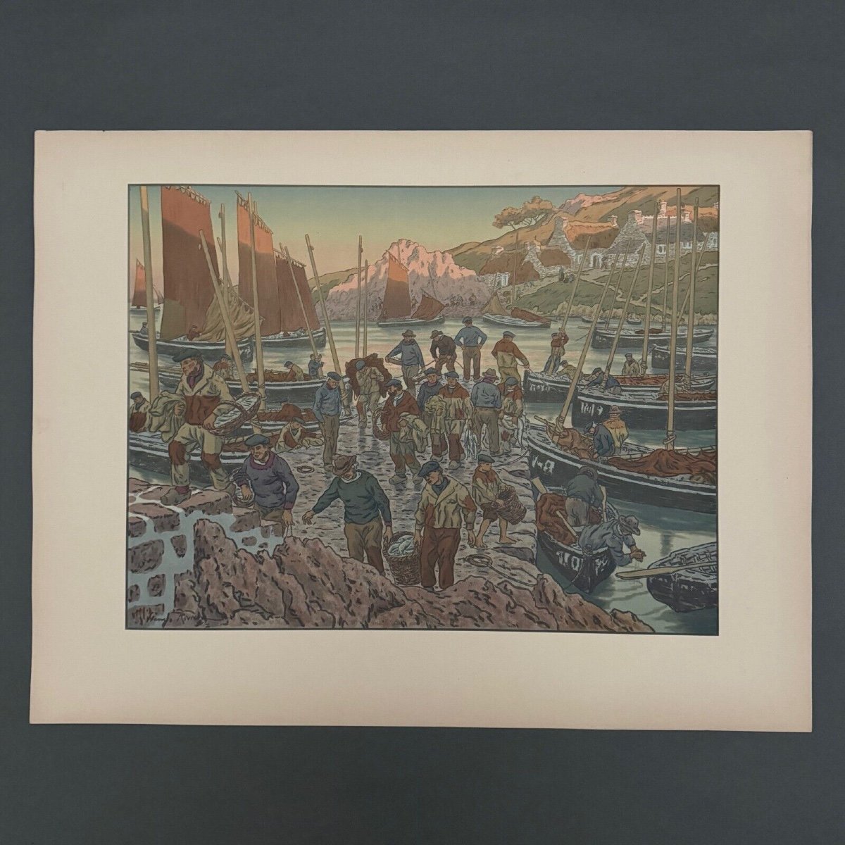 Lithograph By Henri Rivière In The Wind Of Noroît - The Port