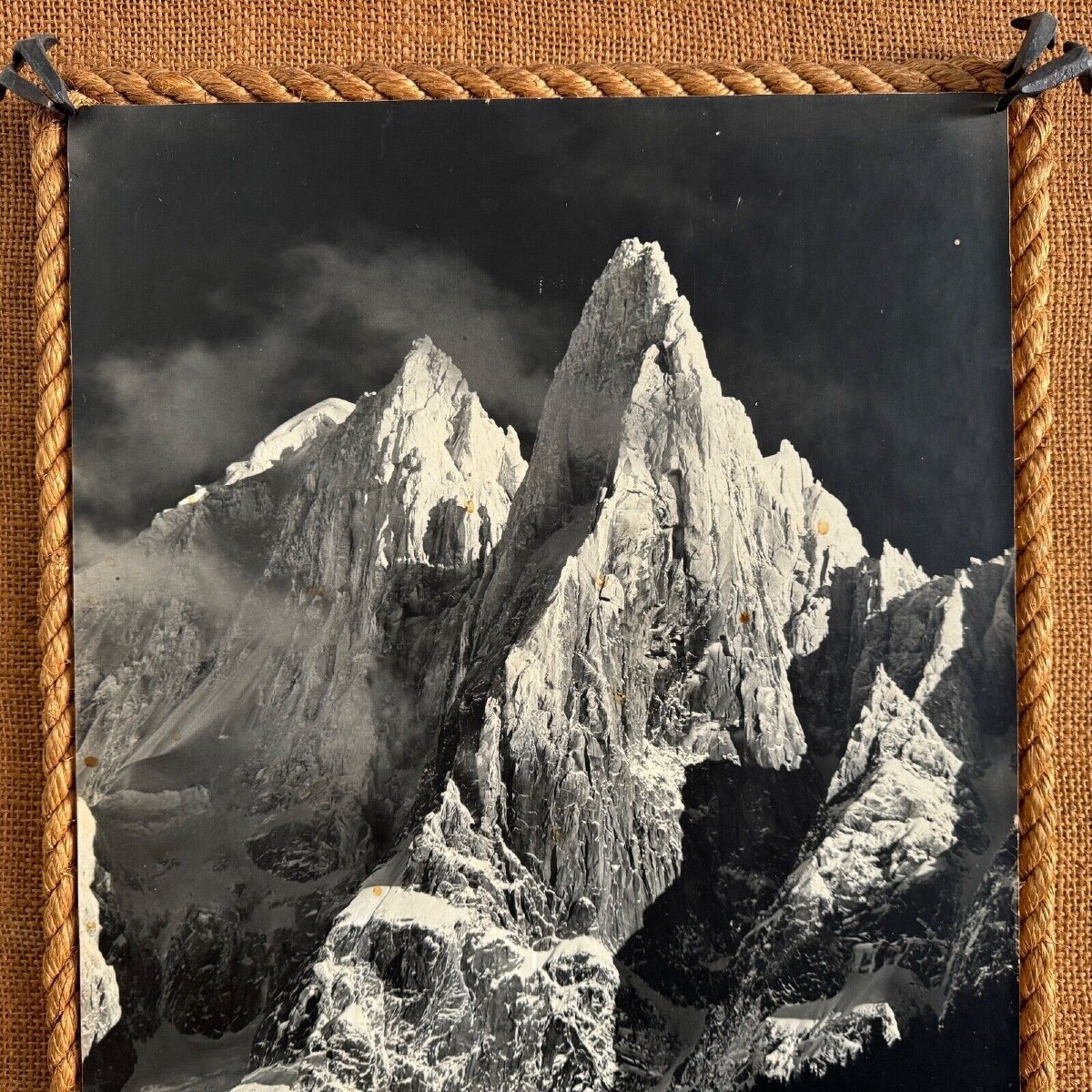 Black And White Mountain Photography Frame Rope Surround Mid 20th Century-photo-3