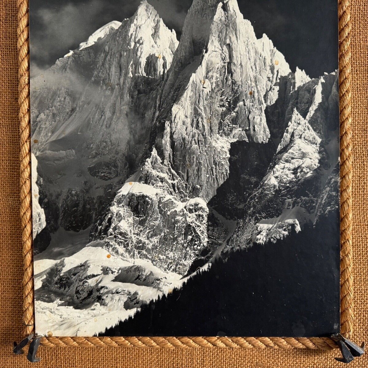 Black And White Mountain Photography Frame Rope Surround Mid 20th Century-photo-4