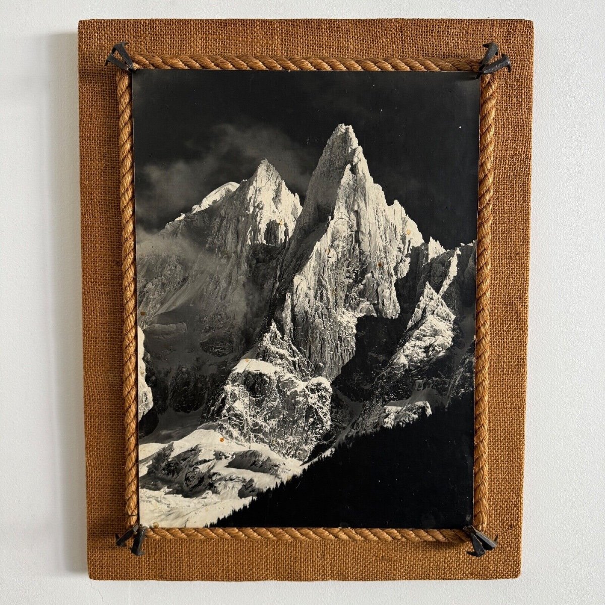 Black And White Mountain Photography Frame Rope Surround Mid 20th Century