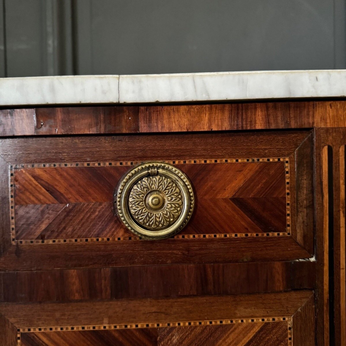 Louis XVI Period Chest Of Drawers In 18th Century Marquetry-photo-3