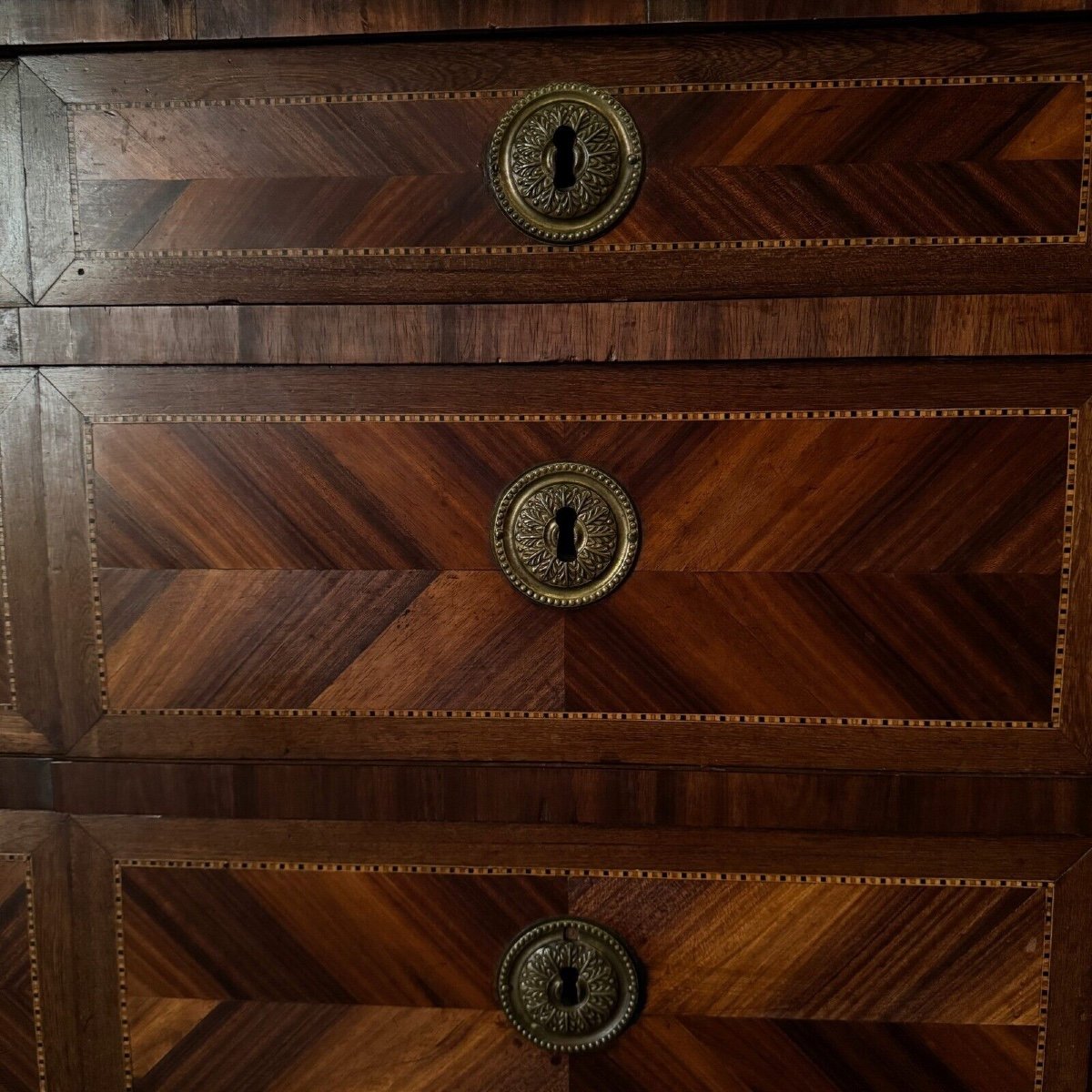 Louis XVI Period Chest Of Drawers In 18th Century Marquetry-photo-4