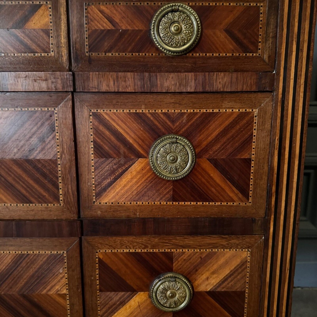 Louis XVI Period Chest Of Drawers In 18th Century Marquetry-photo-1