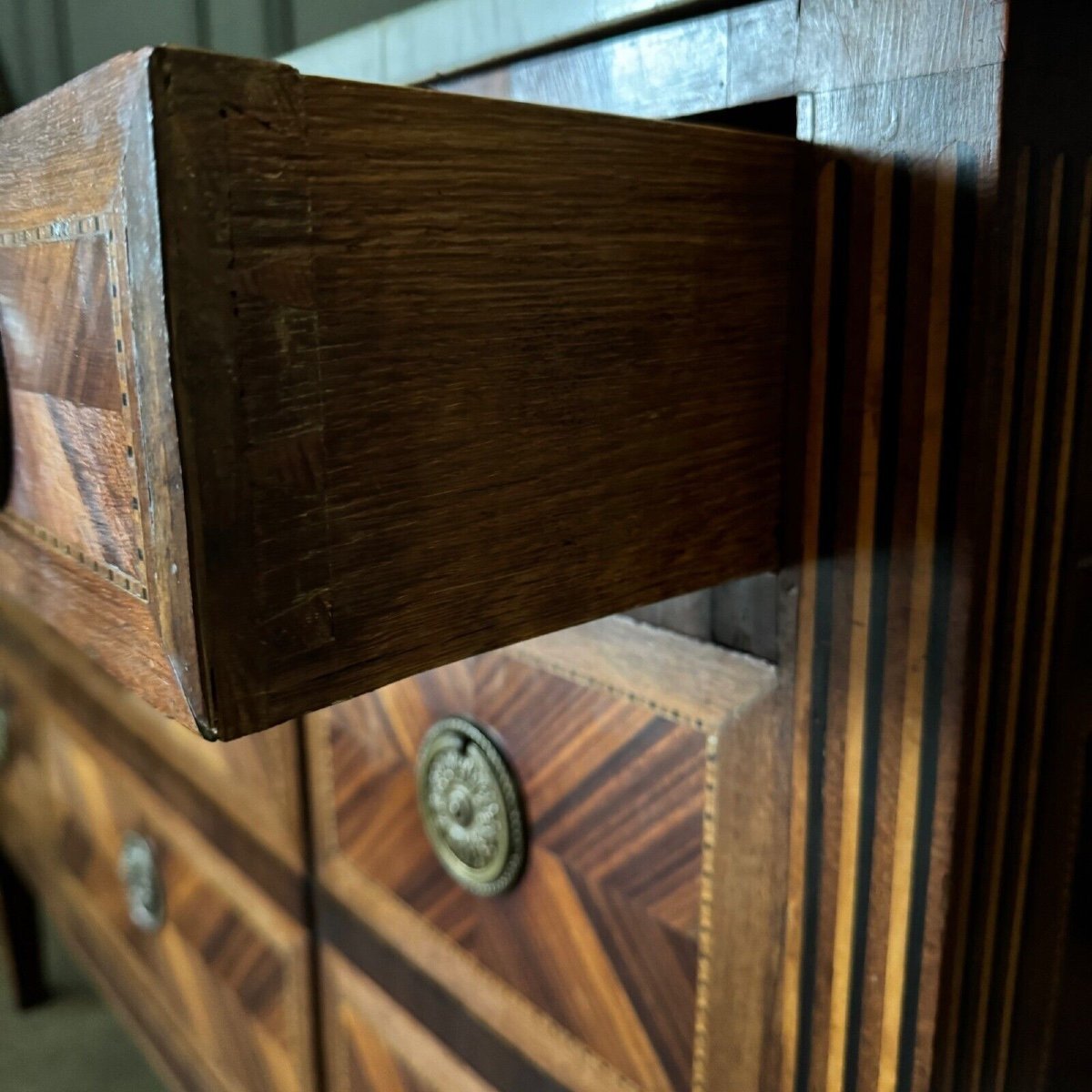 Louis XVI Period Chest Of Drawers In 18th Century Marquetry-photo-6