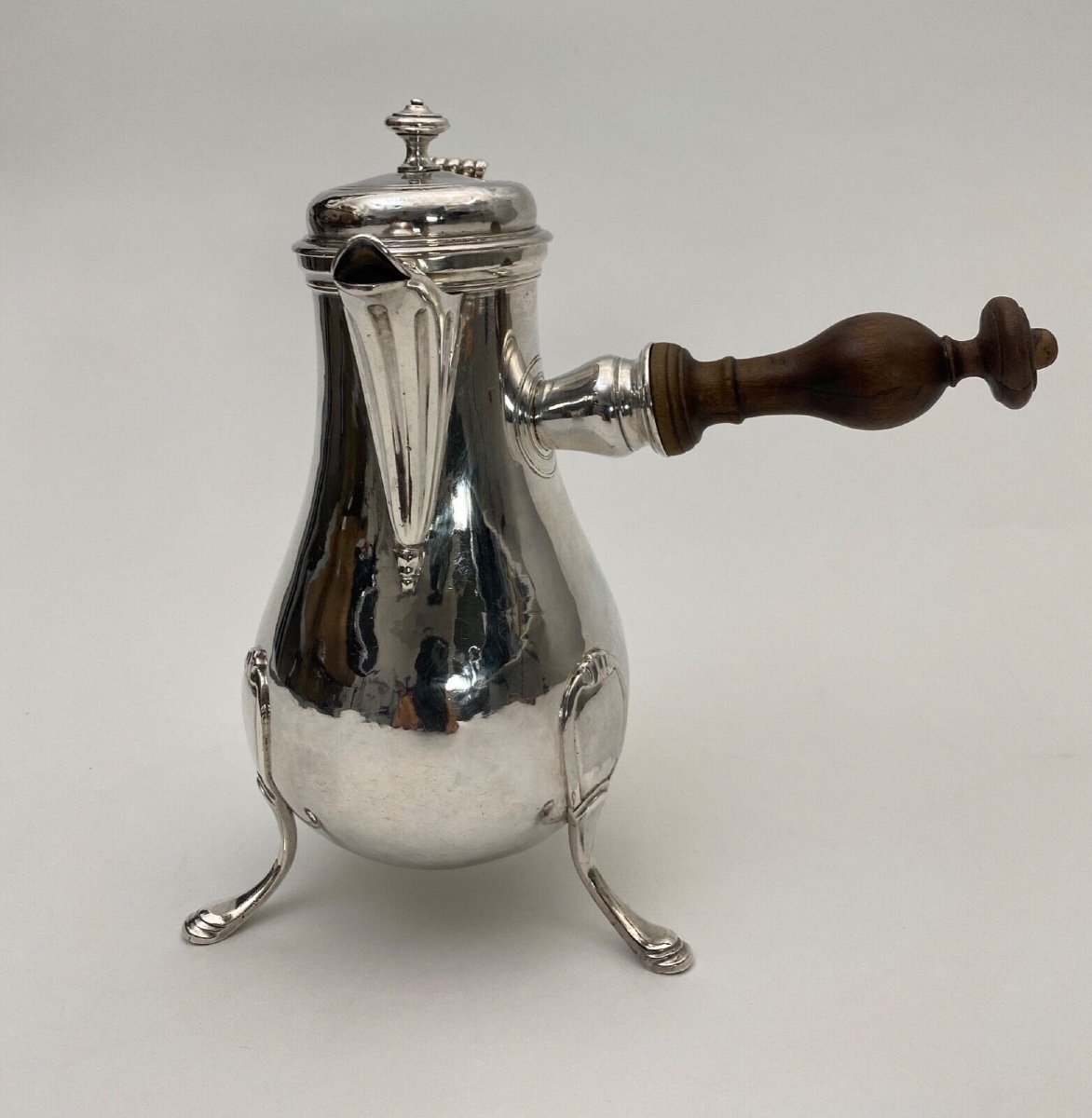 18th Century Silver Chocolate Pot Tripod Fermiers Généraux 378 Grams-photo-2