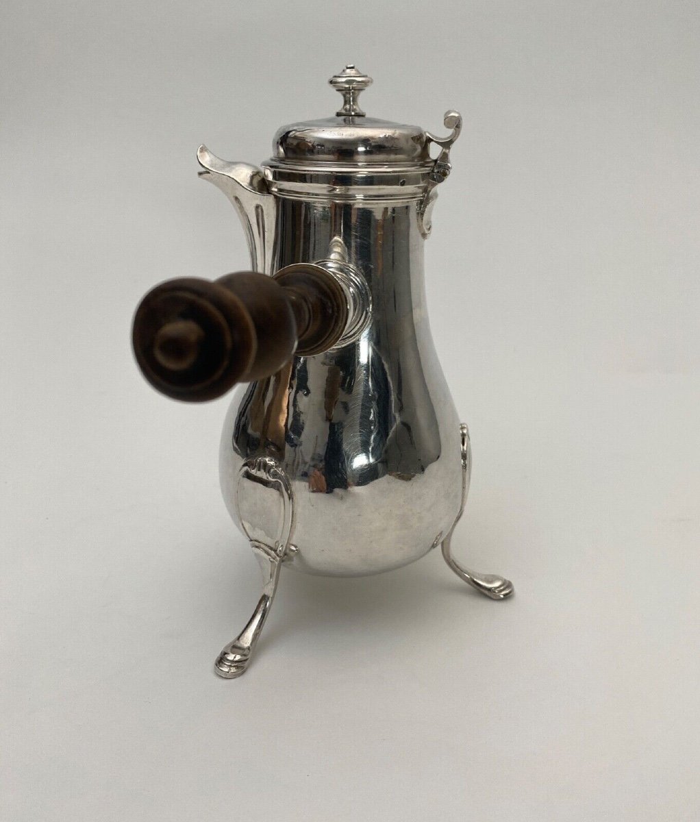 18th Century Silver Chocolate Pot Tripod Fermiers Généraux 378 Grams-photo-3