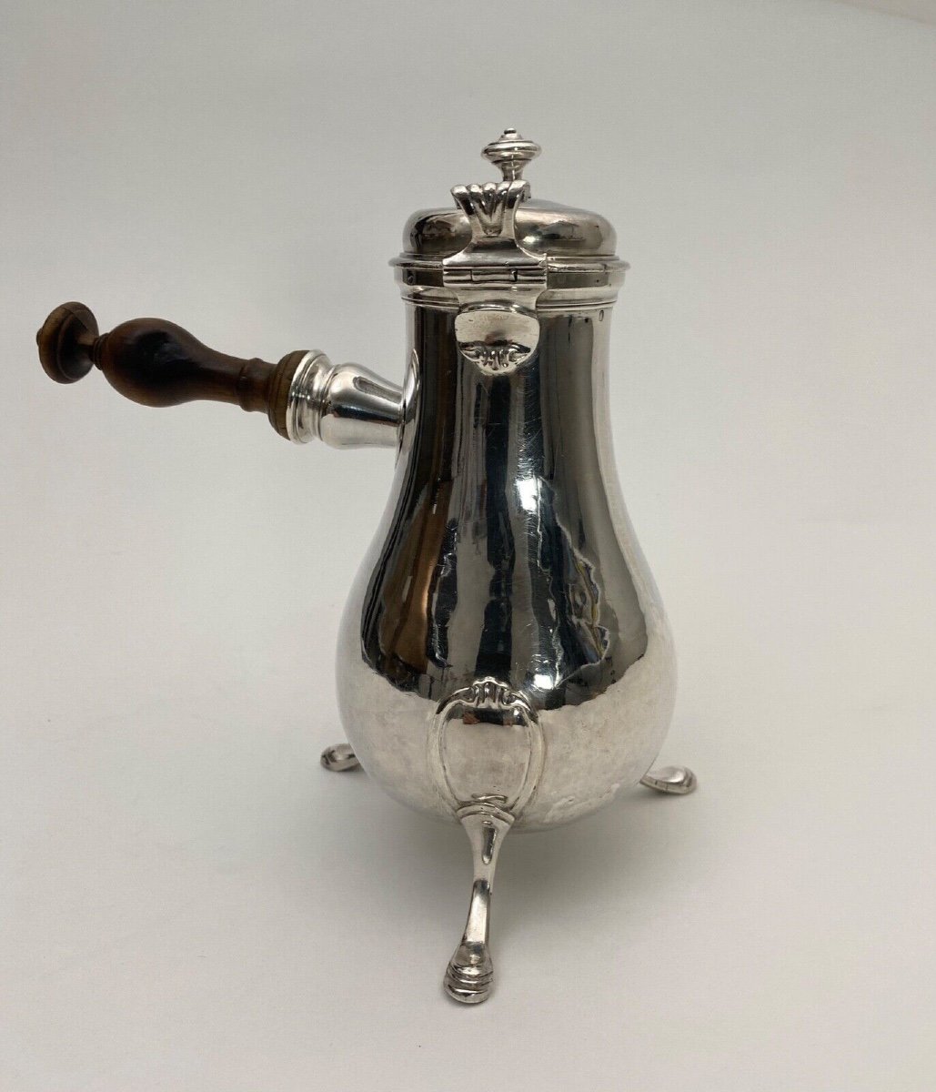 18th Century Silver Chocolate Pot Tripod Fermiers Généraux 378 Grams-photo-4