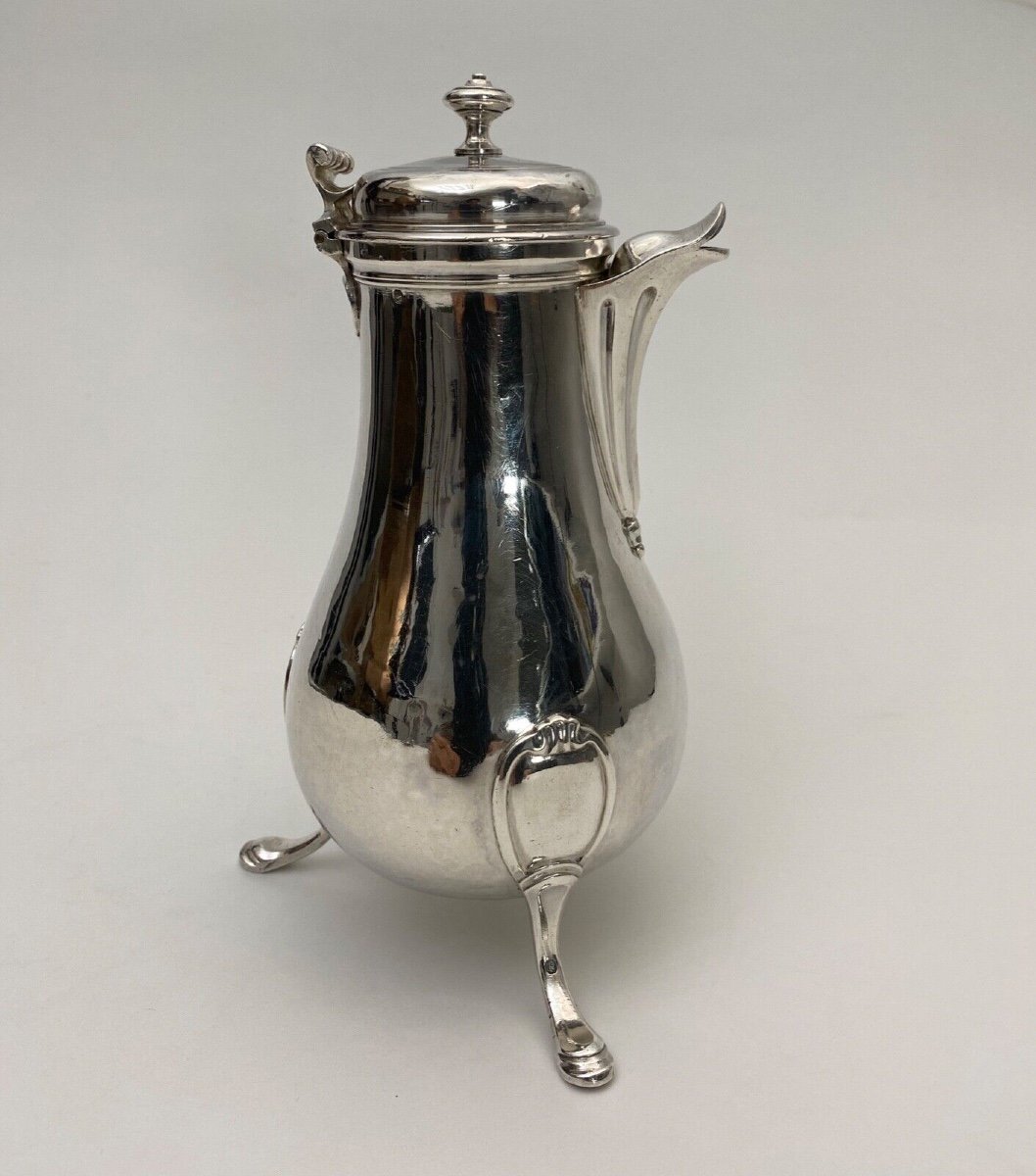 18th Century Silver Chocolate Pot Tripod Fermiers Généraux 378 Grams-photo-1