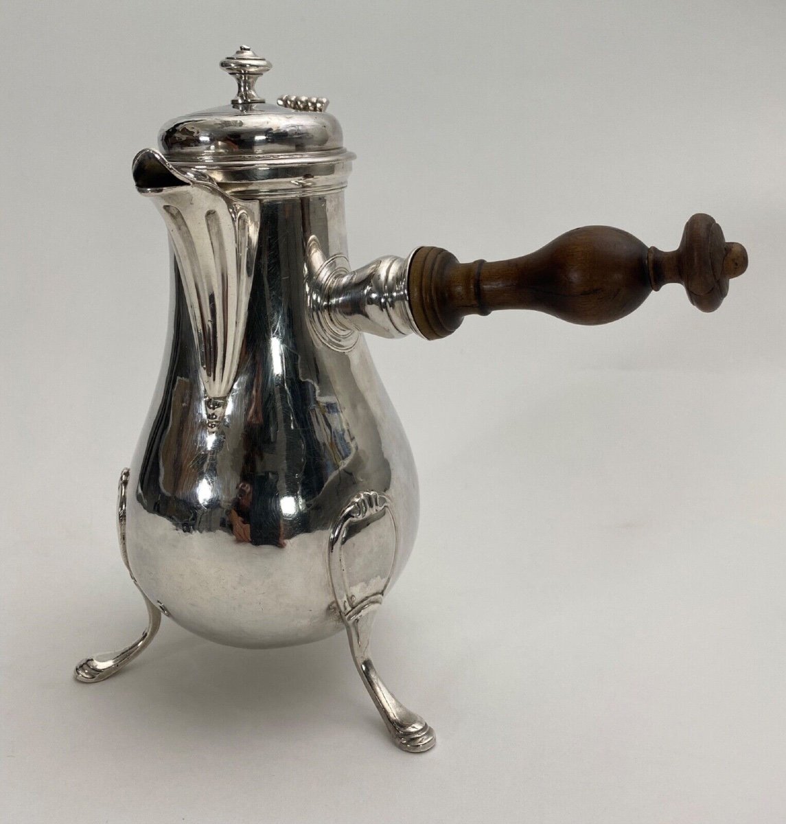 18th Century Silver Chocolate Pot Tripod Fermiers Généraux 378 Grams-photo-2