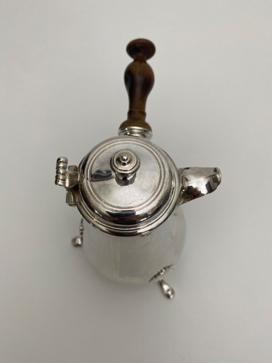 18th Century Silver Chocolate Pot Tripod Fermiers Généraux 378 Grams-photo-4