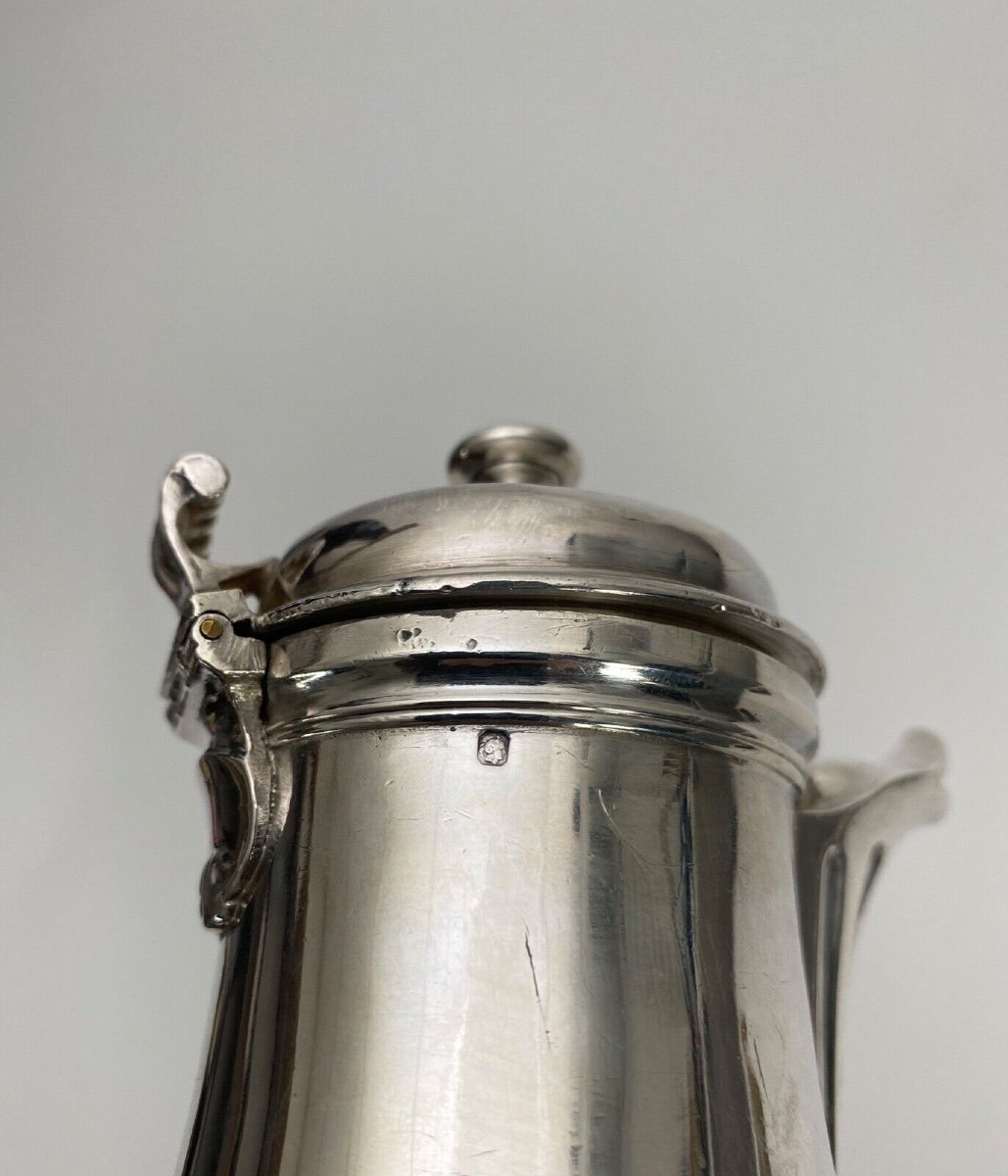 18th Century Silver Chocolate Pot Tripod Fermiers Généraux 378 Grams-photo-6