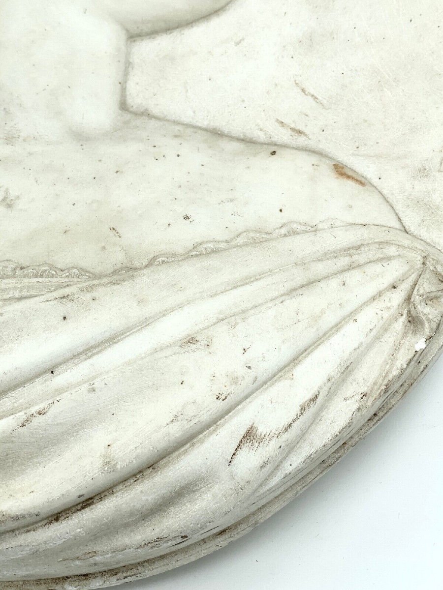 Marble Medallion Profile Late 18th Early 19th Century Monogram Em-photo-4