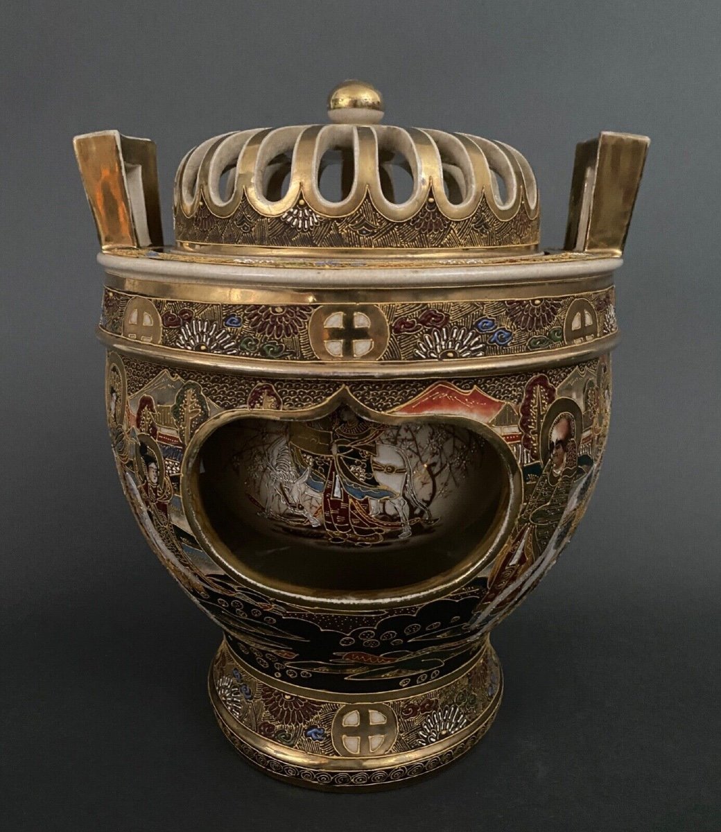 Exceptional And Enormous Richly Decorated Satsuma Incense Burner From The 19th Century