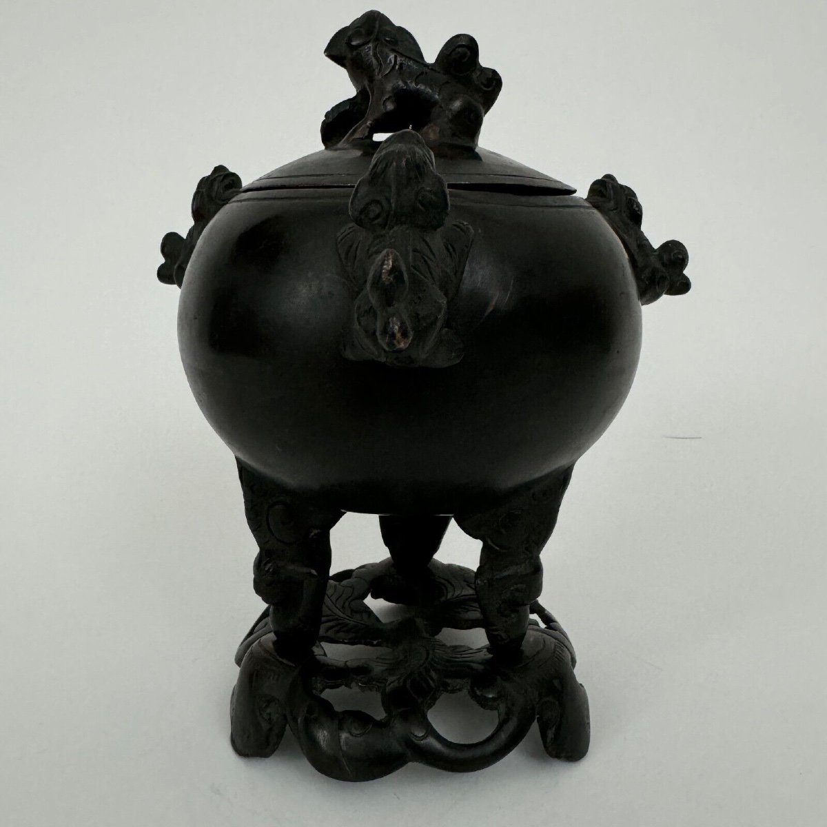 Incense Burner With Bronze Base China Circa 1900 Tripod Foot-photo-2