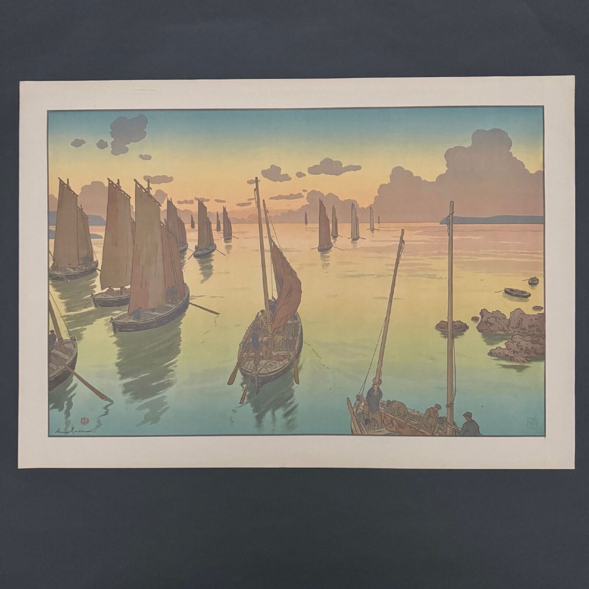 Lithographie par Henri Rivière Le Coucher de Soleil 