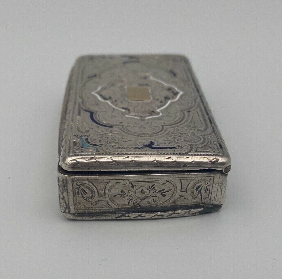 Early 19th Century Silver And Gold Snuffbox Richly Decorated With Engravings-photo-4