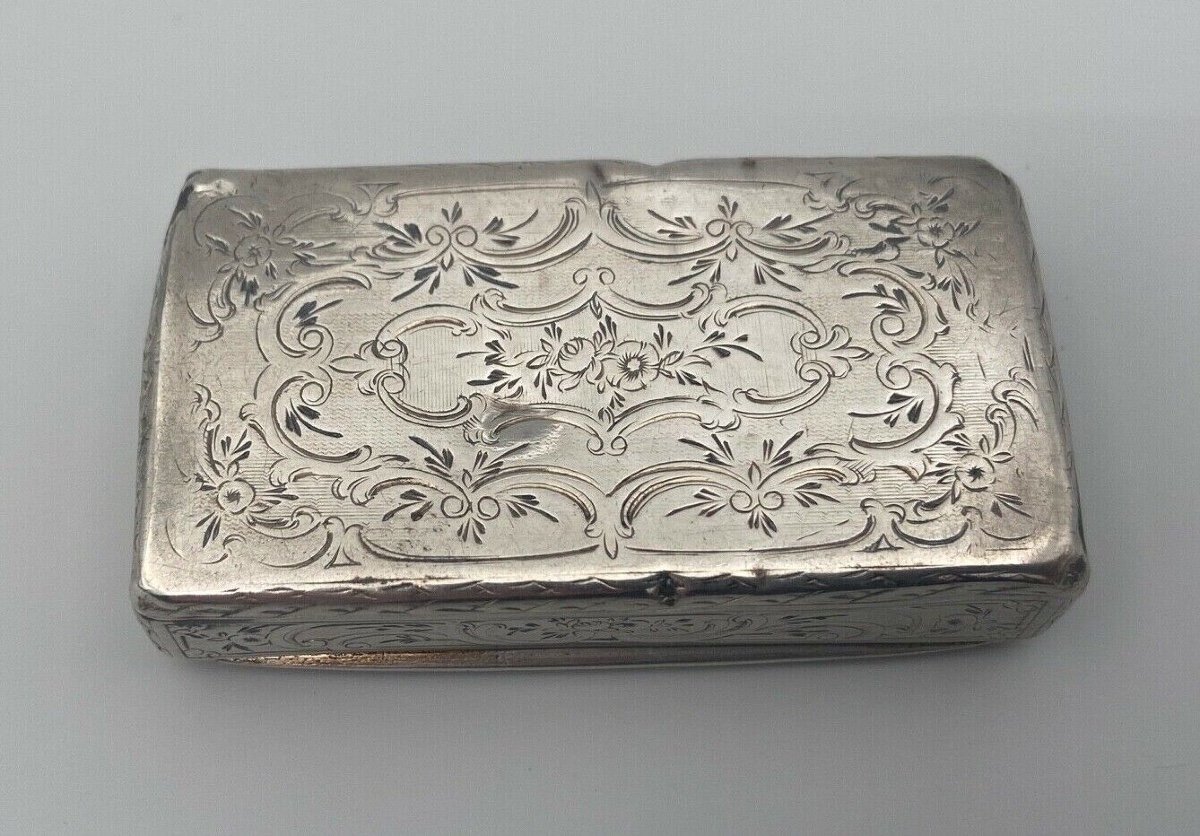 Early 19th Century Silver And Gold Snuffbox Richly Decorated With Engravings-photo-4