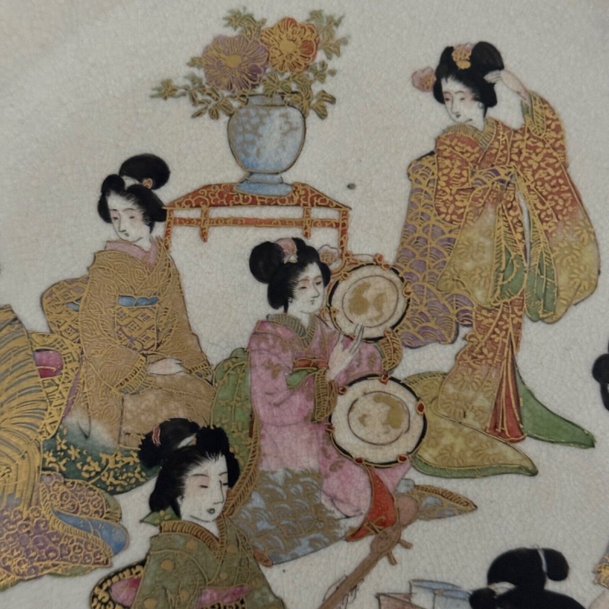 Assiette Satsuma avec cachet Japon XIXe représentant des geishas-photo-3