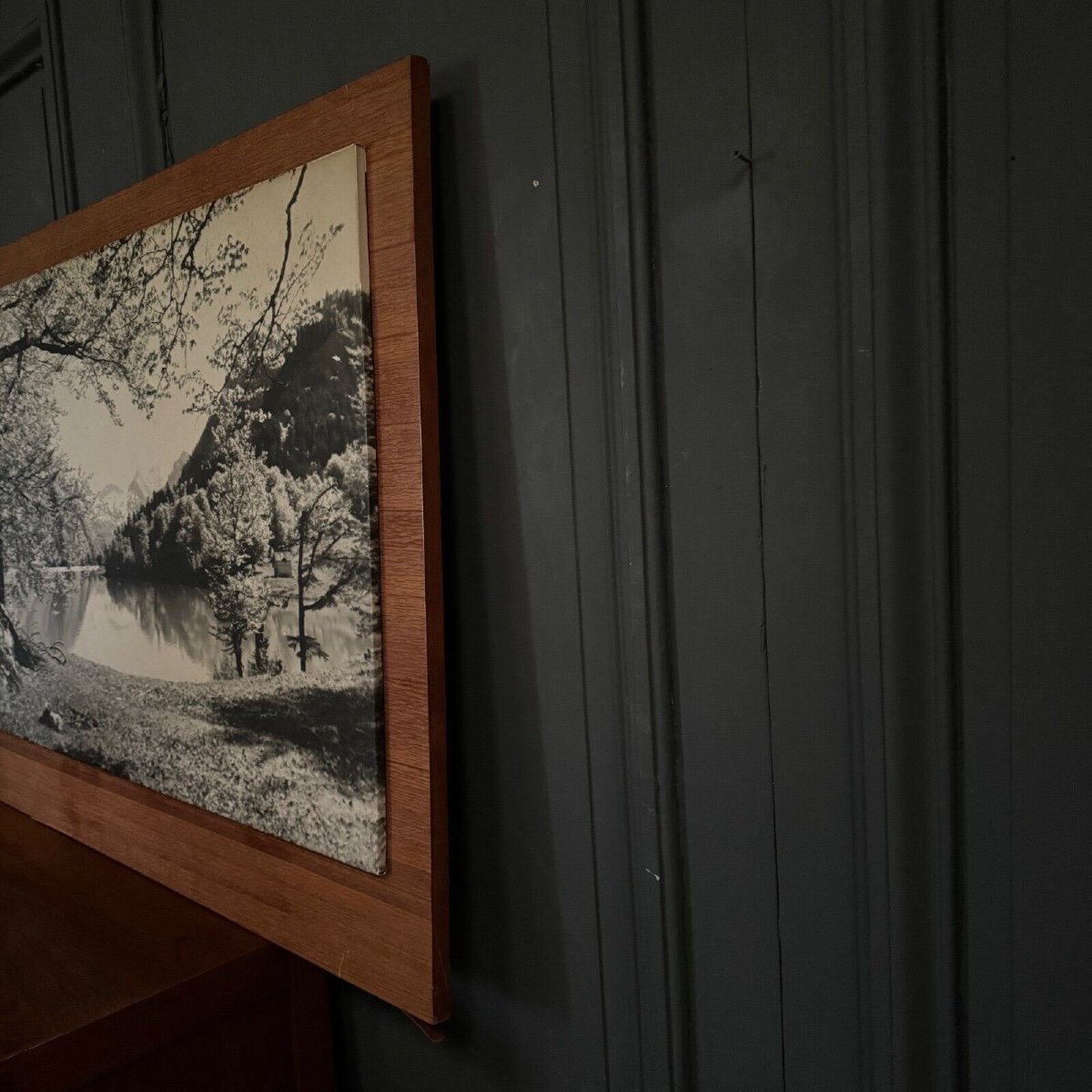 Photo On A Wooden Panel Mountain Landscape 1960-photo-5